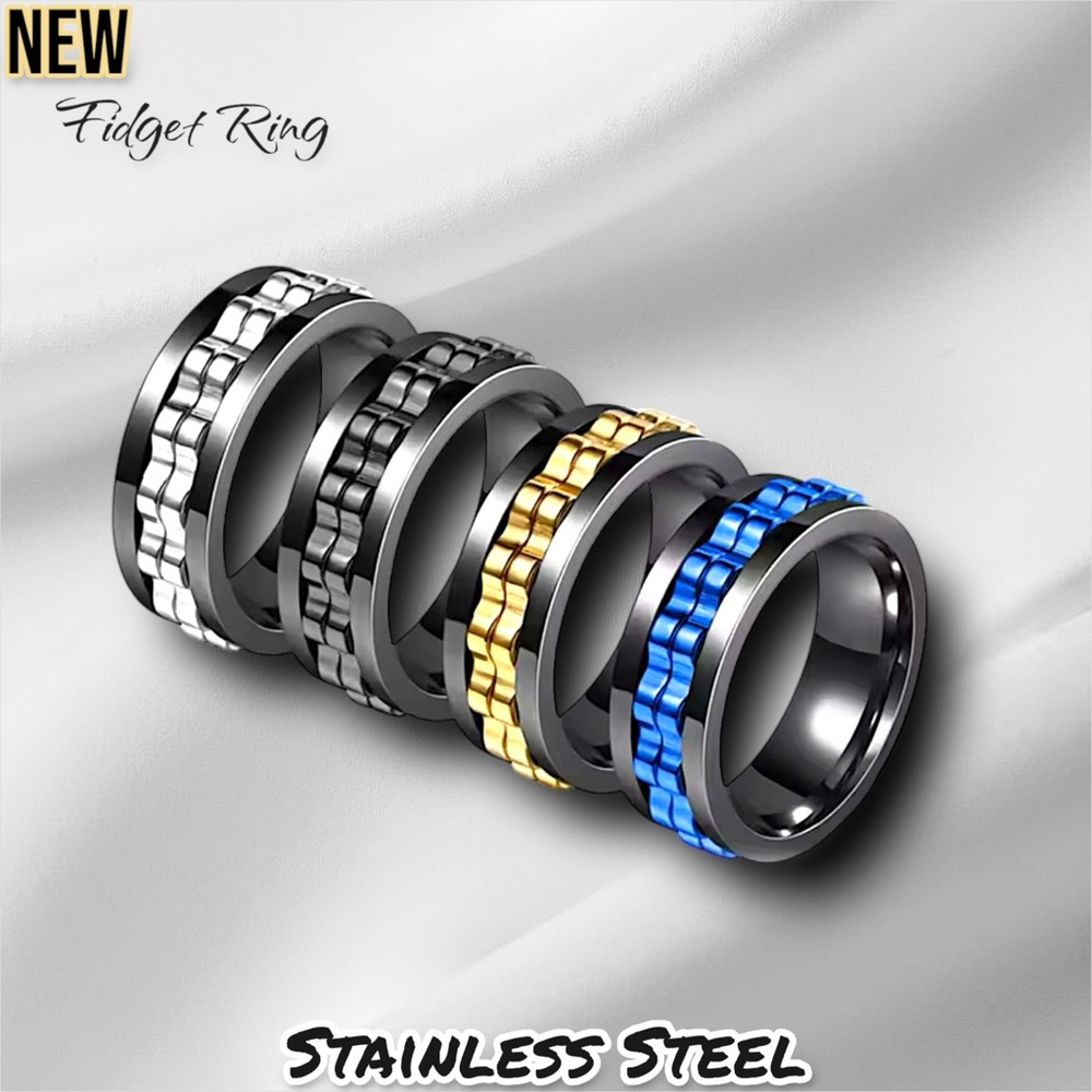 New Unisex Anti Stress Anxiety Fidget Spinner Rotating Gear Chain Stainless Stee
